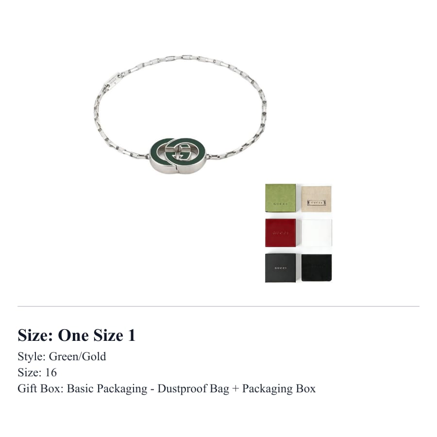GUCCI Interlocking 925 Sterling Silver Bracelets Men's Green/Gold 854121-J8410-8137