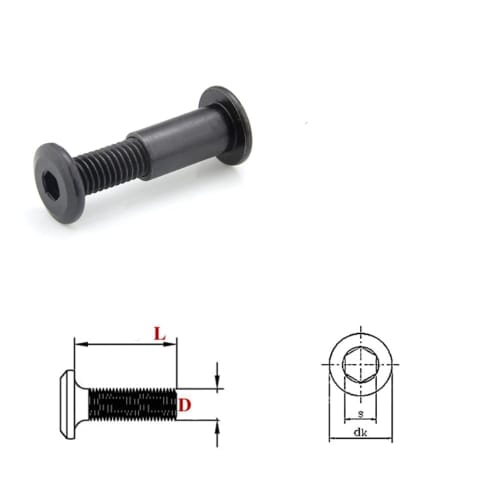 Pack of 10 M6 Black Screw Posts for Belt Buckles, Binding Bolts, Carbon Steel, Furniture Snug (M6*12)