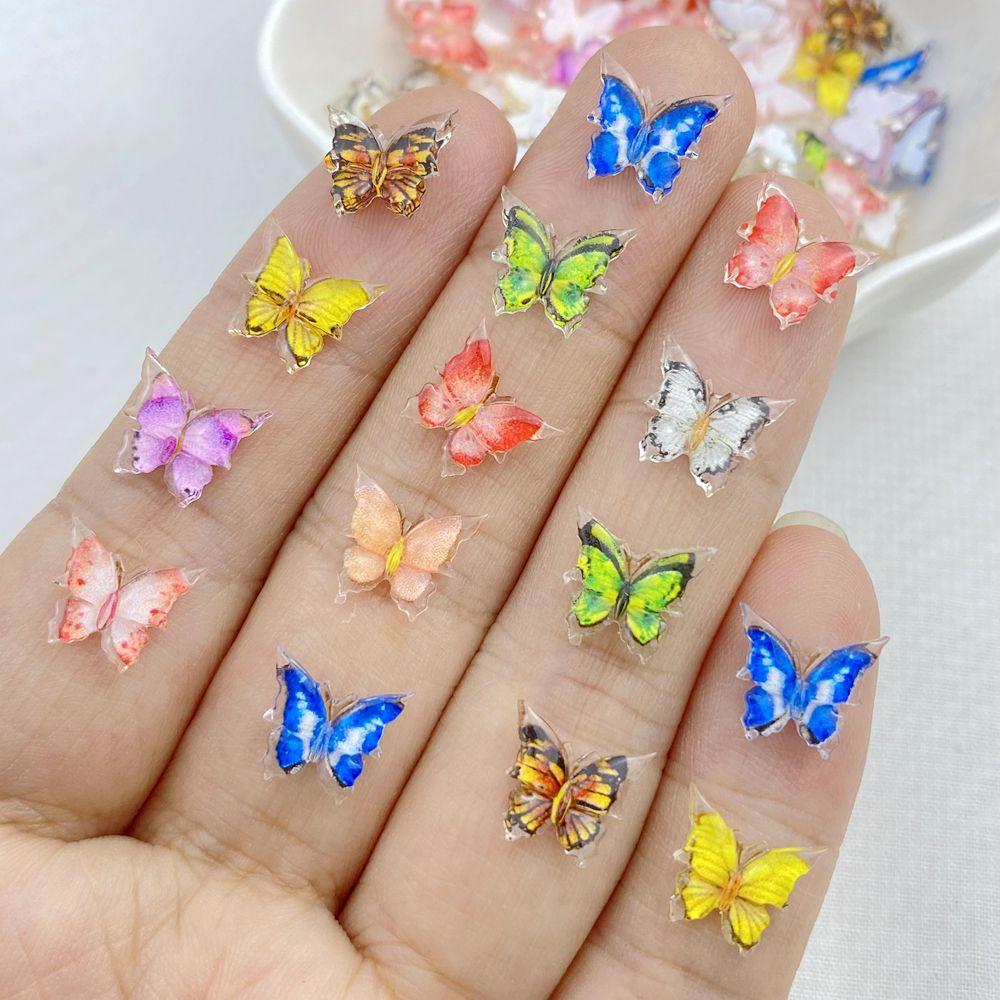 50Pcs New Cute Resin Small Sparkling Butterfly Flat Back Ornament Jewelry Making Manicure Hairwear  Accessories