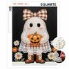 DIY Frameless Pearl Painting Kit Cute Ghost with Pumpkin Pattern 3D Shiny Bead Art Canvas Relaxing Creative Home Decor Craft Gift