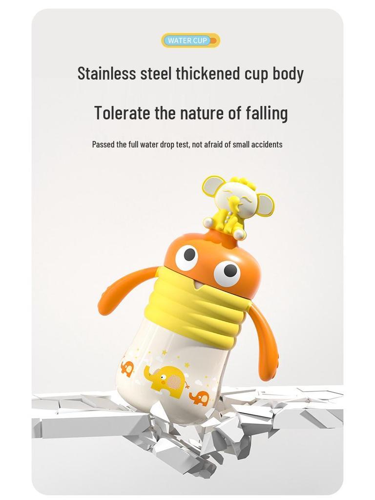 Niedlicher Haustier-Milchbecher: Babyflasche aus Edelstahl 316 mit Strohhalm für Kinder – Ideal für Milch und Haushaltsgebrauch