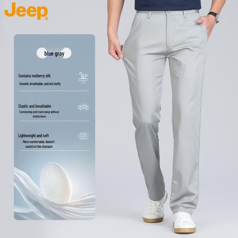 Jeep Men's Lightweight Silk Blend Straight Casual Pants