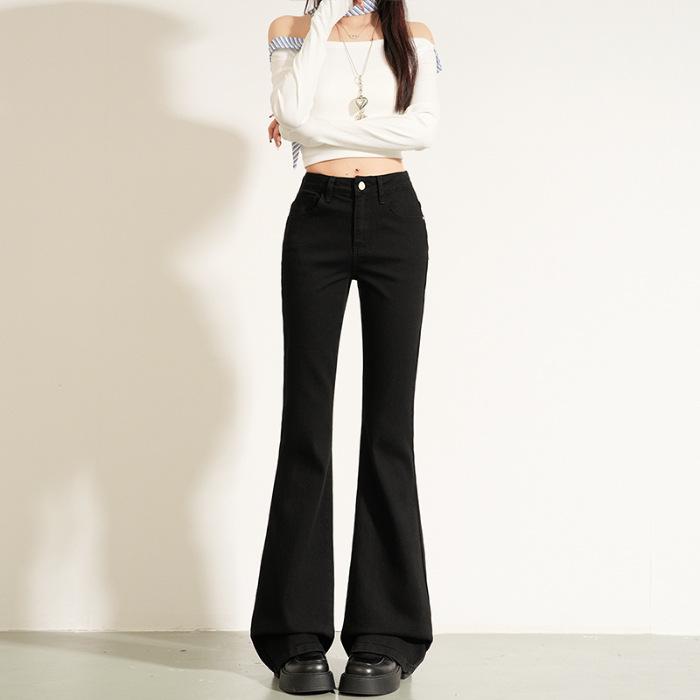 New Black | Plain Fashion | Basic Fashion | High Waist Micro-Flared Jeans