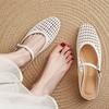Summer new hollow breathable flat bottom soft bottom slippers women's outer wear bag head half slippers