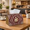 1pc Party Tissue Box,Vintage Baroque,Multifunctional Tissue Holder,Peony Flora Symmetrical Scroll,Outdoor Party Supplies, Everyday Desktop Tissue Stor