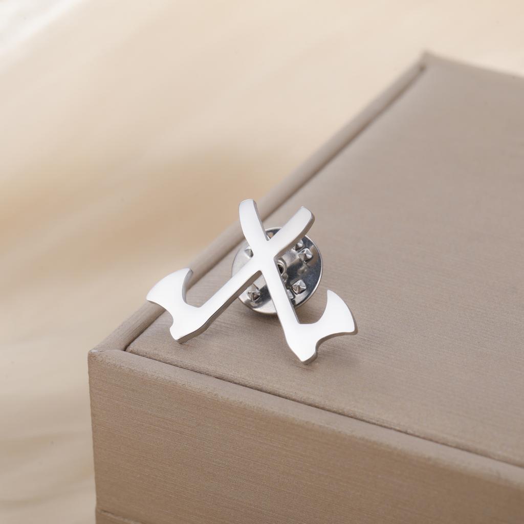 Lucktune Warrior Axe Brooches Metal Pins For Men's Shirt Badges Stainless Steel Lapel Pins Vintage Jewelry Party Gift Wolesale