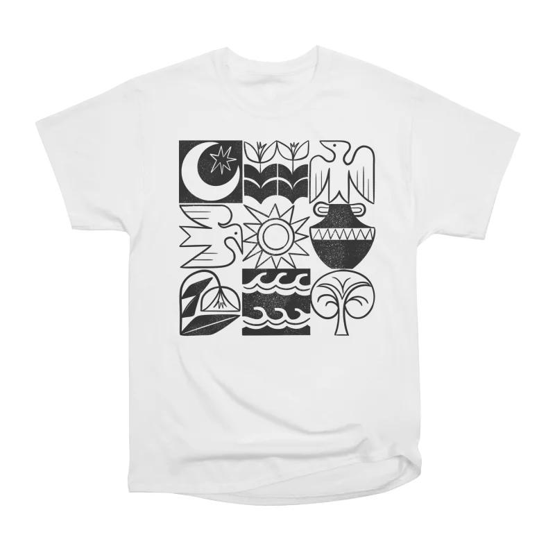 

Men Casual Shirts Short Sleeves ELEMENTAL GRID White Tees Oversized T-shirts S белый