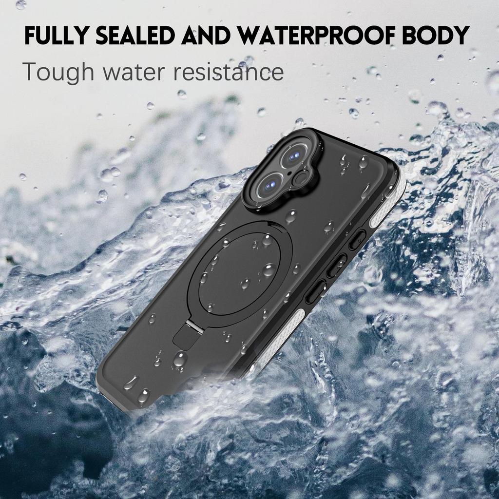 REDPEPPER IP68 Waterproof Case For iPhone 16 Phone Back Cover Kickstand Compatible with MagSafe