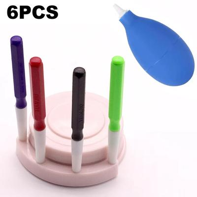 4 Oil Pin Pen Dip + 1 Oiler Dish Tool Set Watch Cleaning Tool Hold Dust Blower Pump Watch Repairing Accessory for Watchmakers