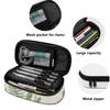 Pencil Bag Portable Wear Resistant Polyester Zipper Closure with Main Compartment Mesh Pocket and Pen Slots for School and Study