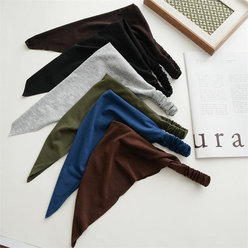 New Fashion Bohemian Solid Color Hair Scrafs Turban Headband Sweet Cotton Headscarf Triangle Bandanas For Women Hair Accessories