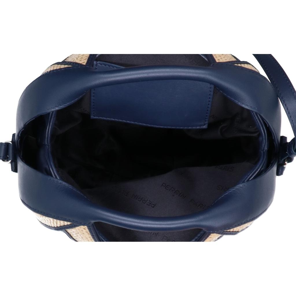 PERRIN Paris Drawer Exclusive [Excellent Condition] LE PETIT PANIER Leather X Raffia Shoulder Bag Navy / naturalUsed