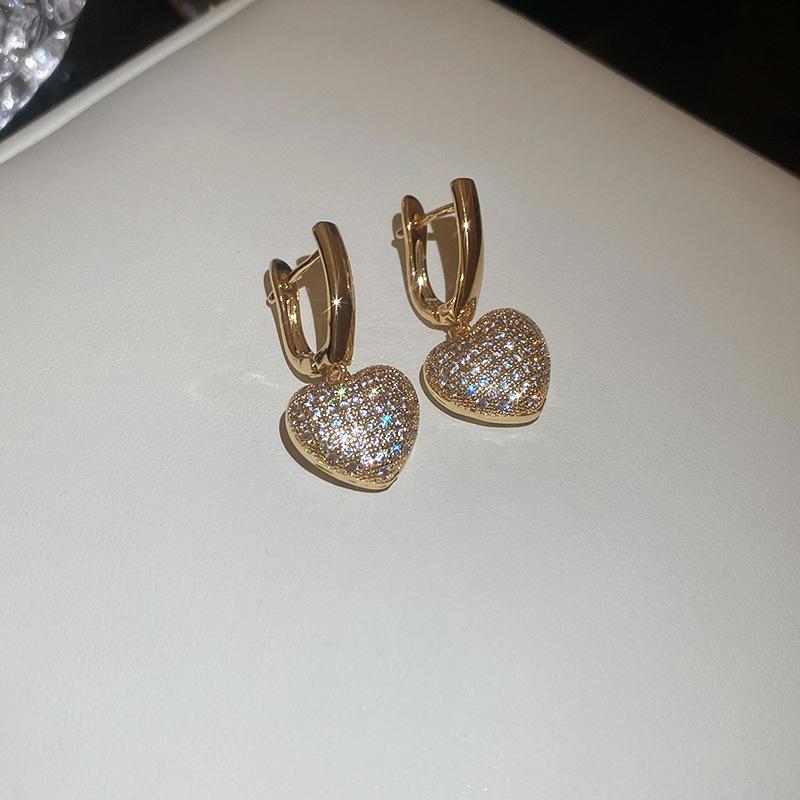 18k Vergoldete Zirkon U-förmige Liebe Geometrische Ohrbügel Mode Leichter Luxus Hängeohrringe Vielseitiger Einfacher Zirkon