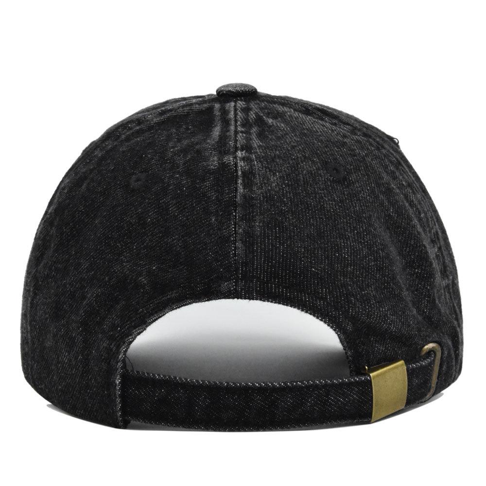 Vintage Distressed Embroidered Denim Baseball Cap with Curved Brim