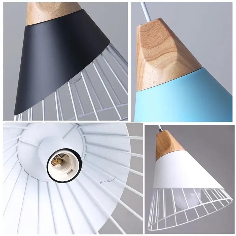 Multicolor Café Restaurant Wood Chandelier Iron Art Hanging Lights Pendant Lamp E27 Ceiling Nordic Modern Home Decor Appliance