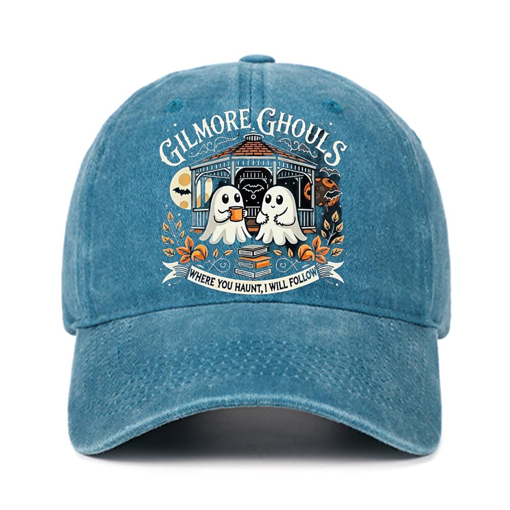 Letter Ghost Printed Baseball Cap for Men and Women, Adjustable Outdoor Sun Protection Hat, Halloween Holiday Gift Decoration