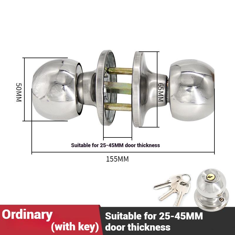 ZEXEF Door Handle Knobs Spherical Lock Indoor Bedroom Door Ball Lock Stainless Steel Universal Locks Accessories with Keys