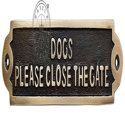 Znak Morski "PSY PROSZĘ ZAMYKAĆ BRAMĘ" Antyczna Tabliczka 20,32cm Na Bramę Główną