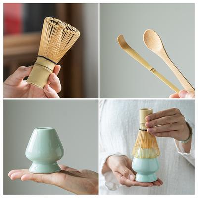 Sada na matcha 3/4 ks, bambusová metlička, čajová lžička, keramická miska, tradiční čajové soupravy, domácí potřeby na přípravu čaje, příslušenství, dárky k narozeninám