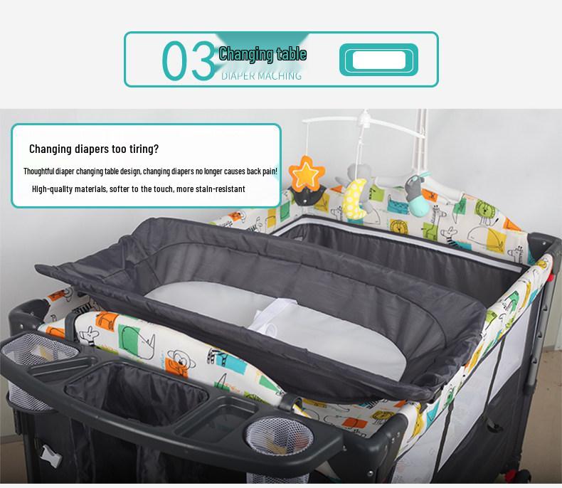 Portable Foldable Baby Bed and Rocker - Newborn Movable Splicing Bedside Crib