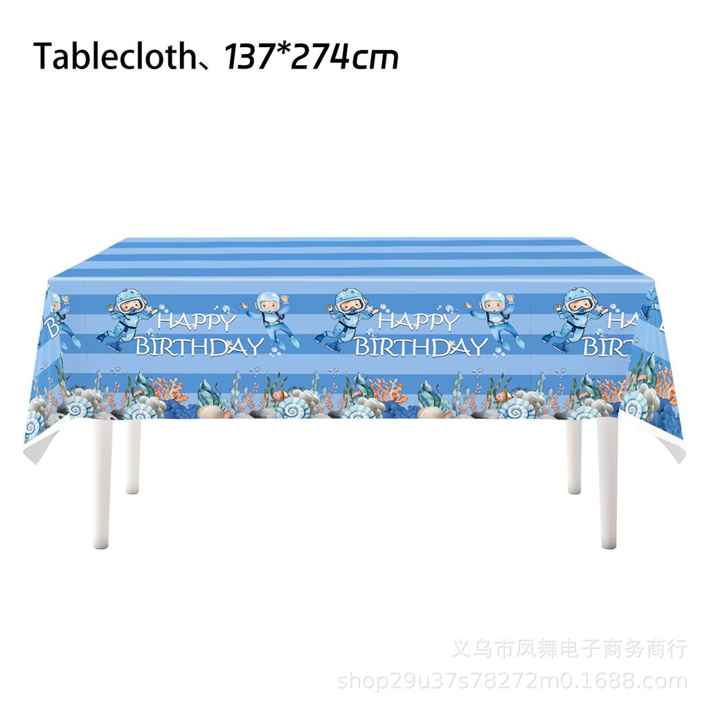 Diver Theme Party Ornaments Dolphin Birthday Party Supplies Disposable Knives, Forks, Spoons Paper Cups Pull Flags