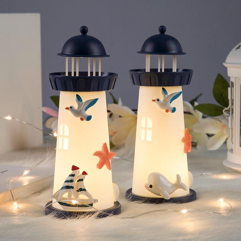 Oceánský maják Kreativní ozdoby Noční světlo Řemesla Středomořský styl Svítící stolní ozdoby