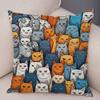 Cute Pet Cat Cushion Cover, Zippered & Removable Washable, Home Sofa & Car Pillowcase