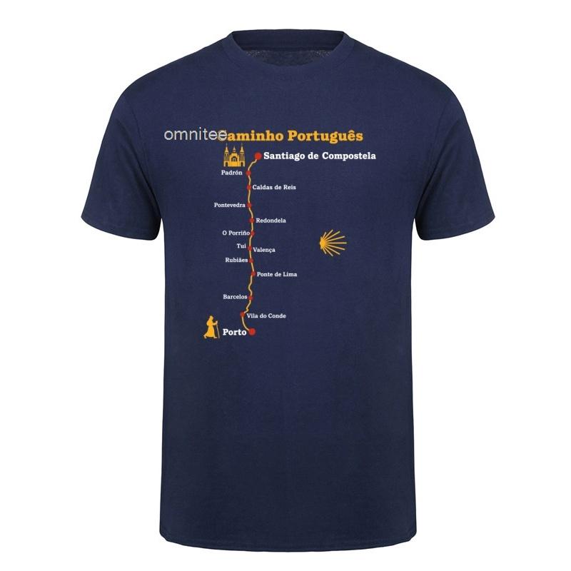 Buen Camino De Santiago St James Way Pilgrim Hiking Spain Tshirt Oneck Cotton Short Sleeve T Shirts Tops Hj116