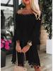 2024 European & American Off-the-Shoulder Lace Trim Dress