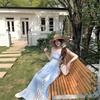 Holiday Style Plaid Splicing Lace Tube Top Dress Women's Spring and Summer New Retro French Waist Dress