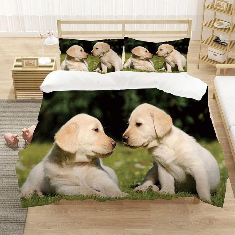 Set Copripiumino Pastore Tedesco Set King/Queen Size Cane di Razza Animale Set Biancheria da Letto Bambini Cane Carino Cucciolo Copripiumino