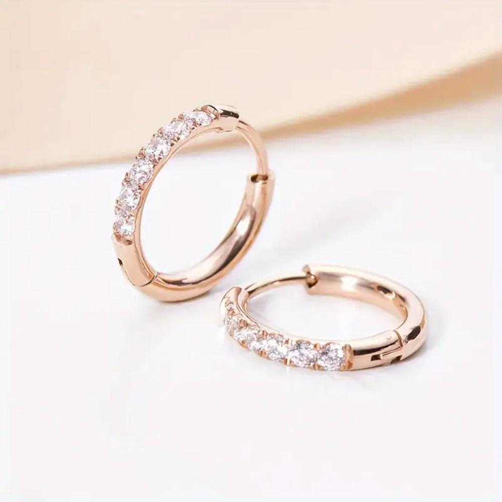 Xiaomi Boucles d'oreilles créoles minimalistes demi-rangs pavés de zircons lisses pour femmes, petites, fines, brillantes, en cristal, mini cercles