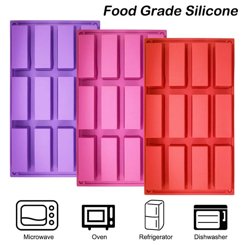 Random Color Granola Bar Mold Silicone Mold12-Cavity Rectangle Molds for Energy BarSilicone Baking Molds for Large Granola Bar