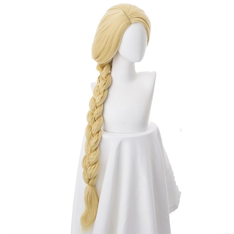 Tangled Princess 120cm 47" Straight Blonde Super Long Cosplay Wig Rapunzel Synthetic Hair Anime Wig + Wig Cap