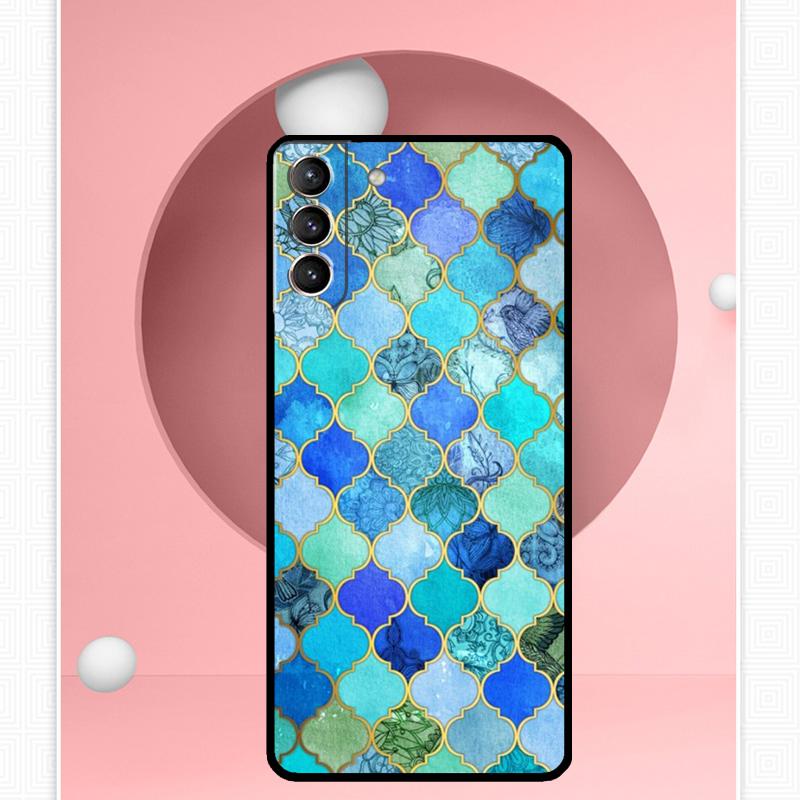 Moroccan Pattern Case For Samsung Galaxy S24 Ultra S22 Plus S20 S21 FE S8 S9 S10 Note 10 20 S23 Ultra Cover