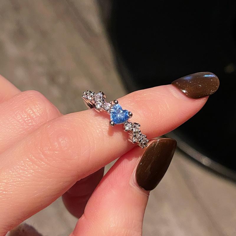 Light Luxury High-End Love Color Treasure Series Zir*****Pen Ring Niche Full Of Diamonds Personality Exquisite Elegant Ring Woman