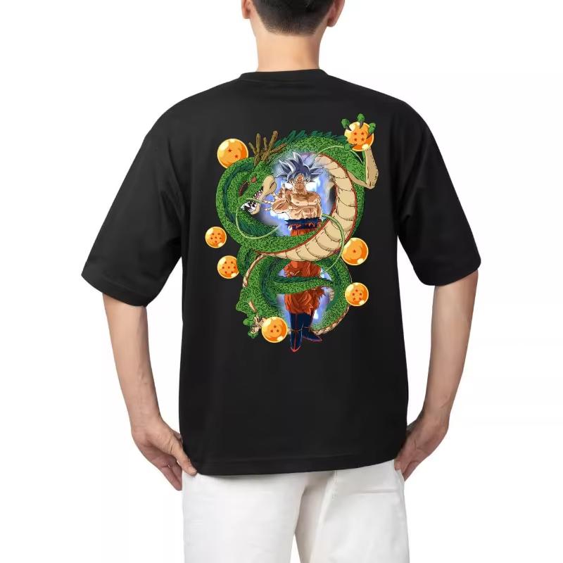 2026 New Dragon Ball Pattern Printed Tshirt  Mens Americanstyle Retro Versatile Shortsleeved Tshirt