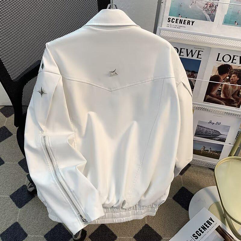 2025 High Street Herren Leder Motorradjacke dekonstruiert - Trendy, Locker, Cool Frühling/Herbst Kurzer Stil