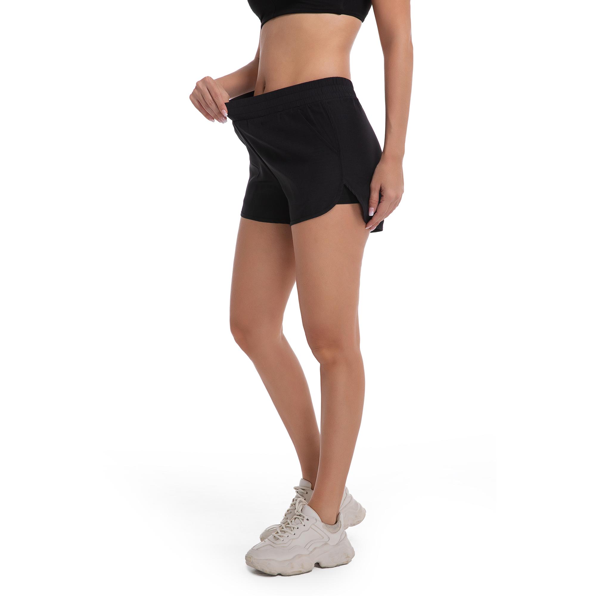 

Женские спортивные шорты с высокой талией, дышащие, быстросохнущие, для занятий в спортзале, бега, йоги XL чёрный