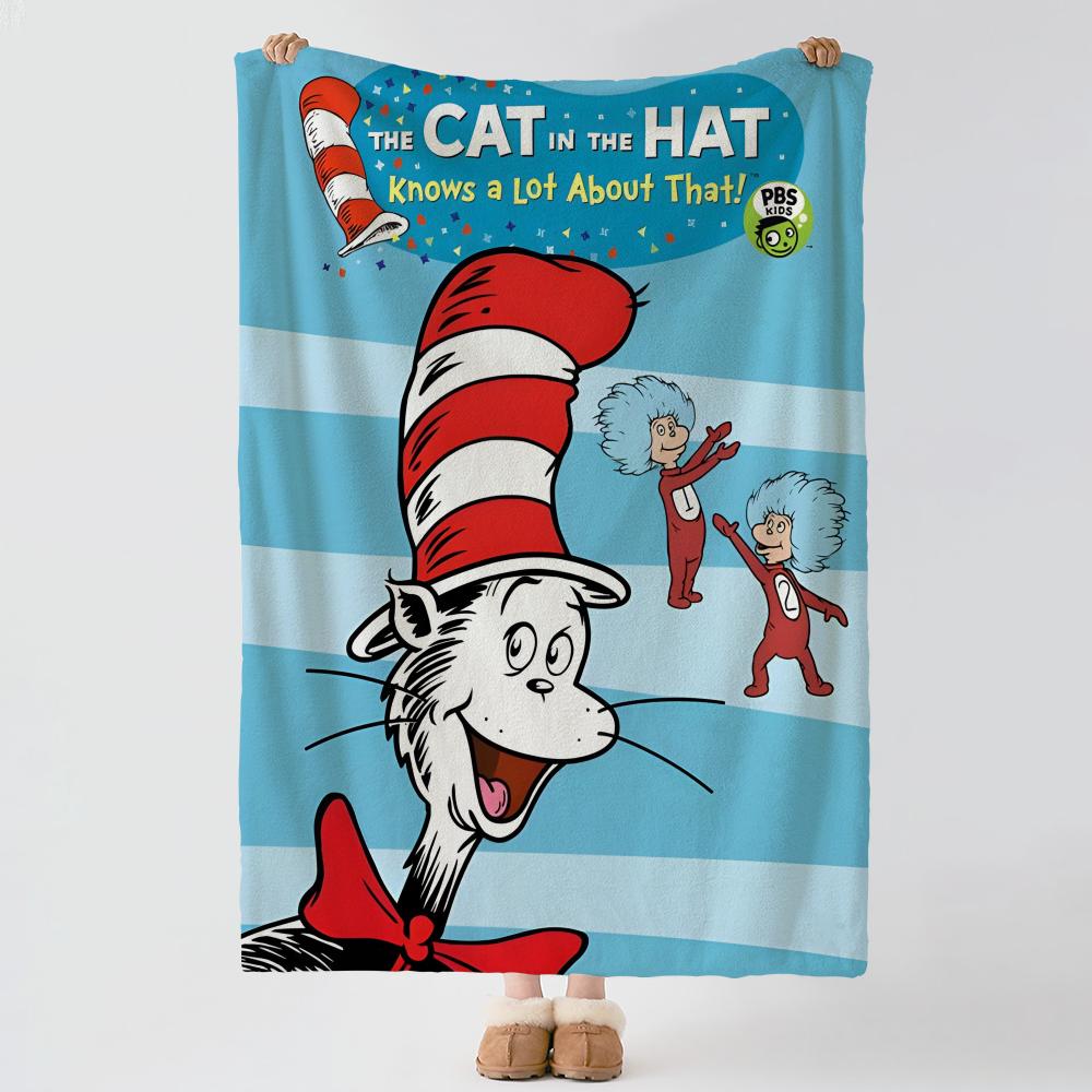 The Cat in the Hat Throw Soft Warm Flannel Blanket Multiuse Throw for Bed Sofa Office Air Conditioning Nap Blanket