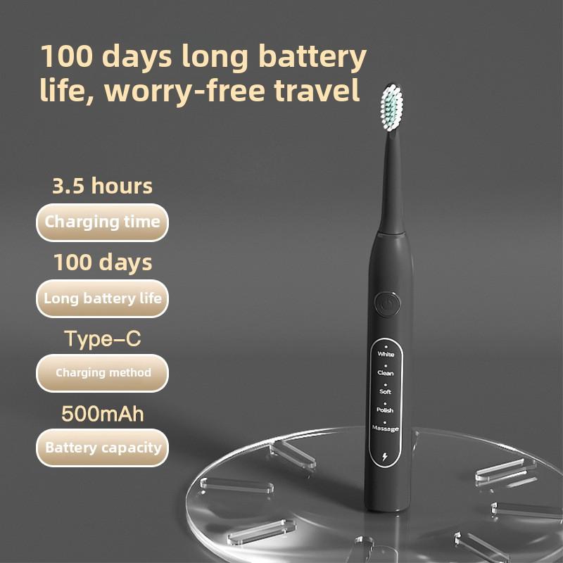 Periuță de dinți electrică pentru adulți, portabilă, cu peri moi, periuță de dinți electrică sonică, cu încărcare
