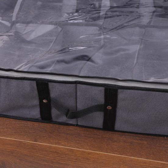 Under Bed Shoe Organizer Transparent Cover Large Capacity Non Woven Fabric Space-saving Underbed Shoes Container for Bedroom