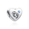 925 Silver Love Footprints Bead Double Pendant Charm for DIY Bracelet Jewelry Making Gift for Boy Girl Friend