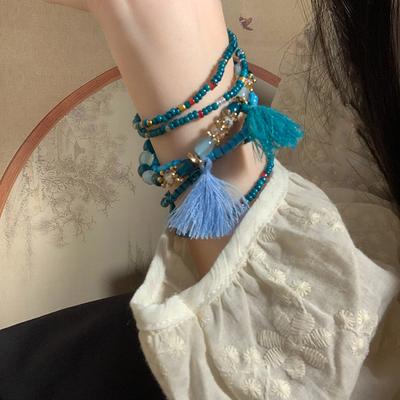 Ethnic Style Multi-layer Artificial Crystal Fringed Bracelet Guochao Versatile Bracelet, Personalized High-end Jewelry