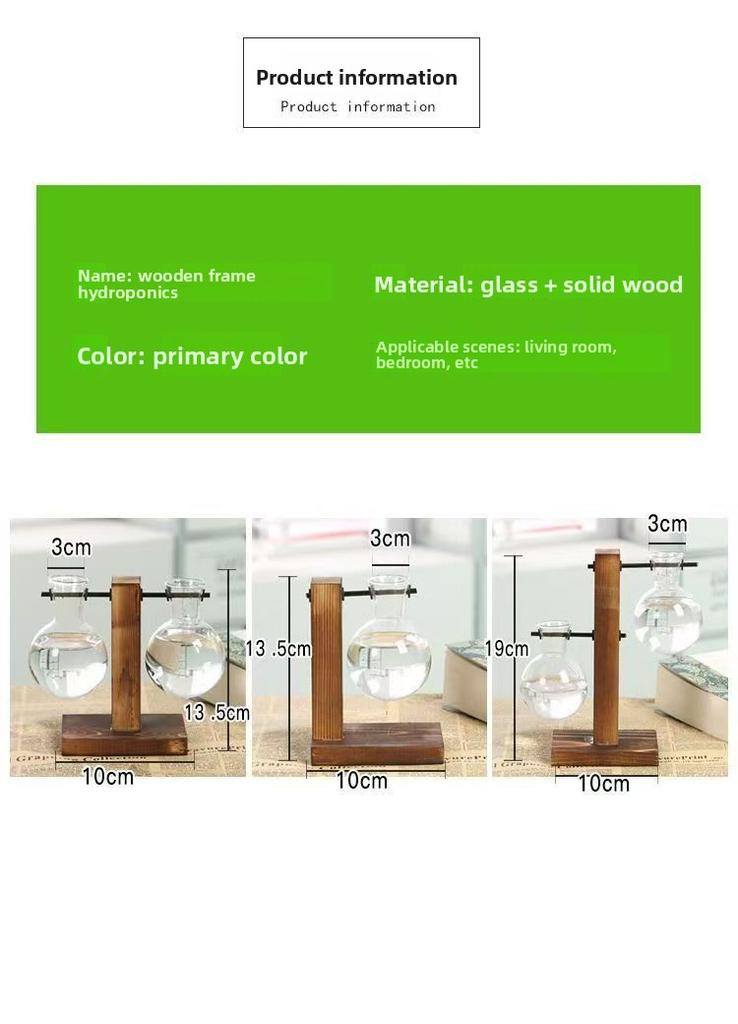 Creative Glass Desktop Planter Bulb Vase Wooden Stand Hydroponic Plant Container Home Tabletop Decor Vases