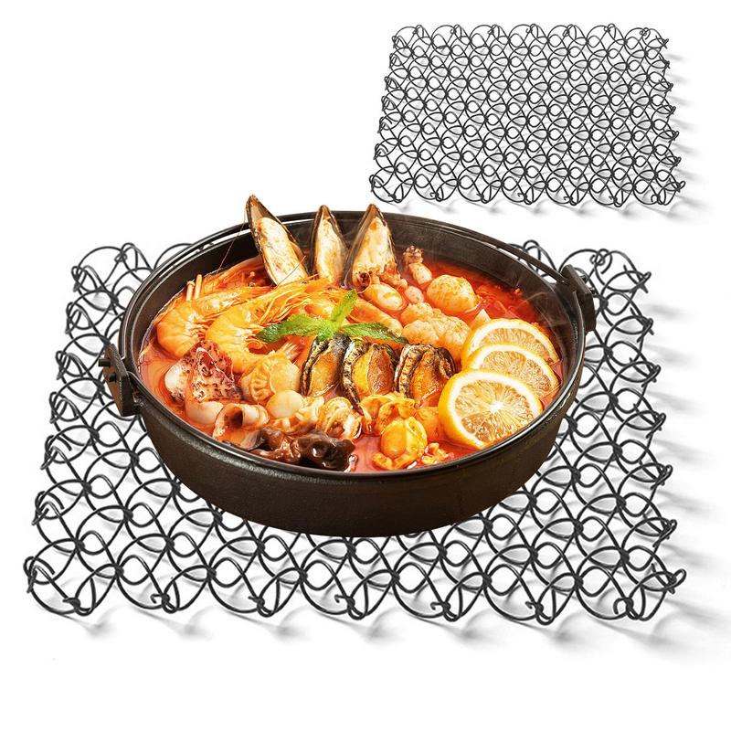 Trivets for Hot Dishes Hollow Spiral Wire Trivet Outdoor Dish Mat Heat Resistant Bowl Mat Anti-Scalding for Hot Pans Teapot