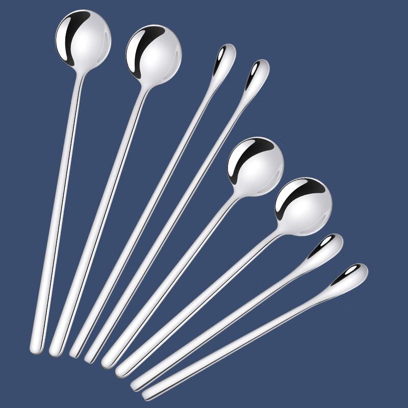 Zhi Shi 304 Stainless Steel Creative Flat Handle Stirring Spoons, 5-Pack