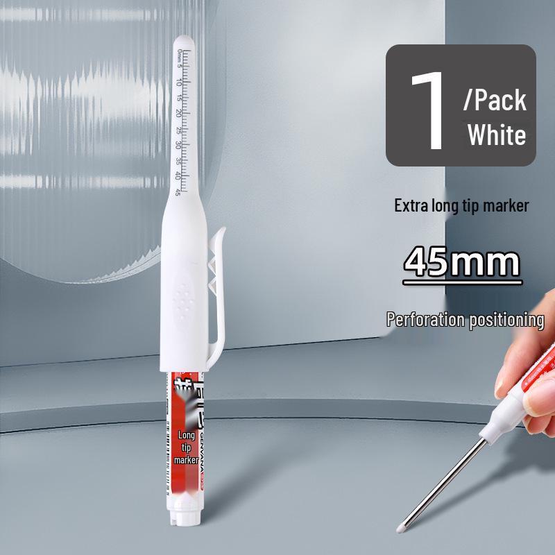 45mm Refillable Long-Nozzle Deep-Hole Marker Pen, Oil-Based & Waterproof for Construction