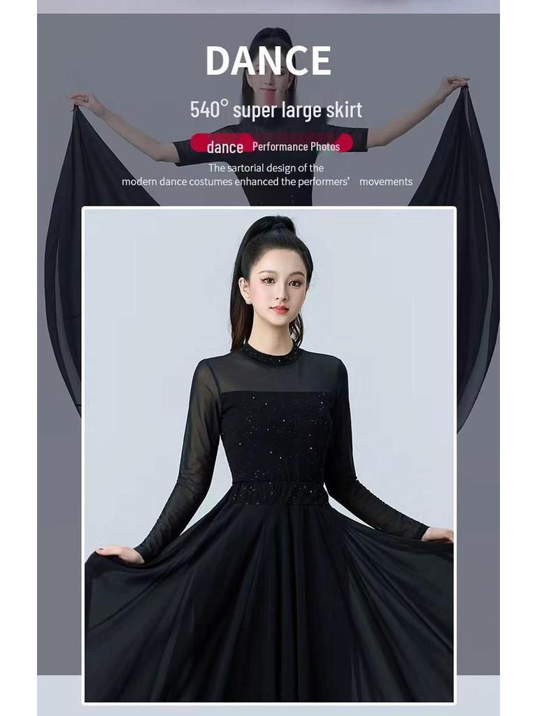 Modern Long Sleeve Dance Skirt for Performance and Practice