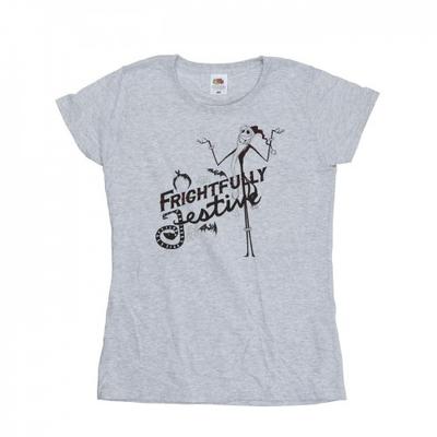 Camiseta feminina de algodão The Nightmare Before Christmas assustadoramente festiva